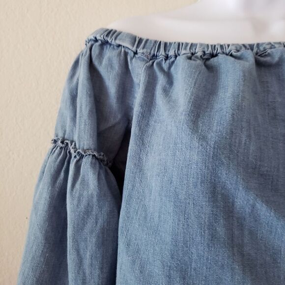 MADEWELL Azaela denim off the shoulders top size small - Picture 4 of 15